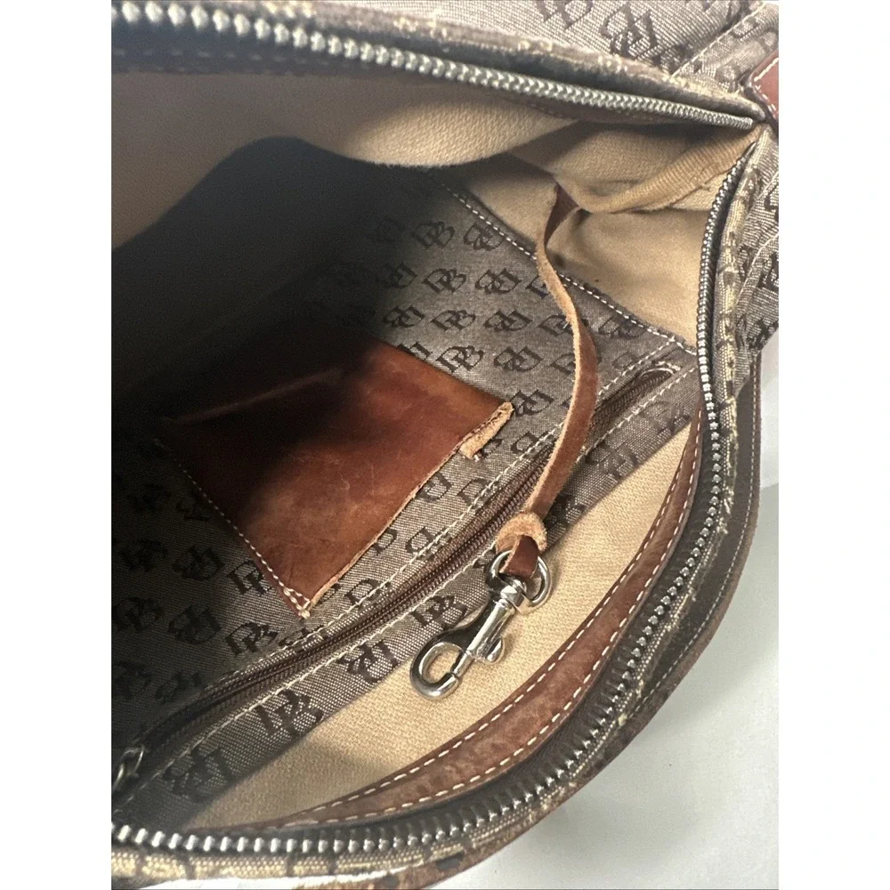DOONEY & BOURKE Signature Monogram Hobo Canvas Bag Brown - 10